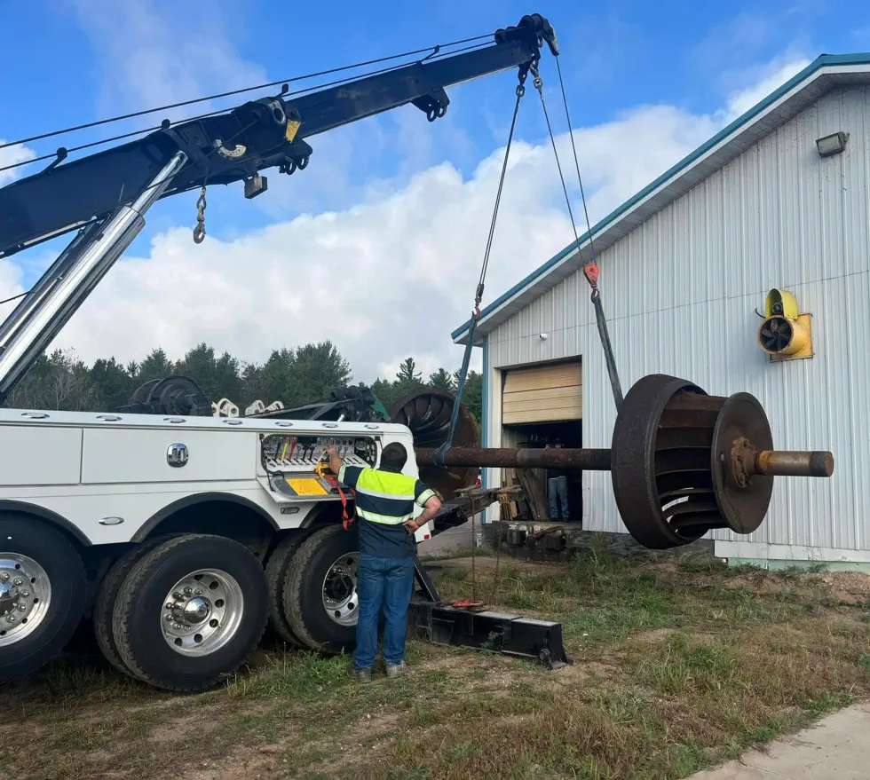hydro turbine being lifted